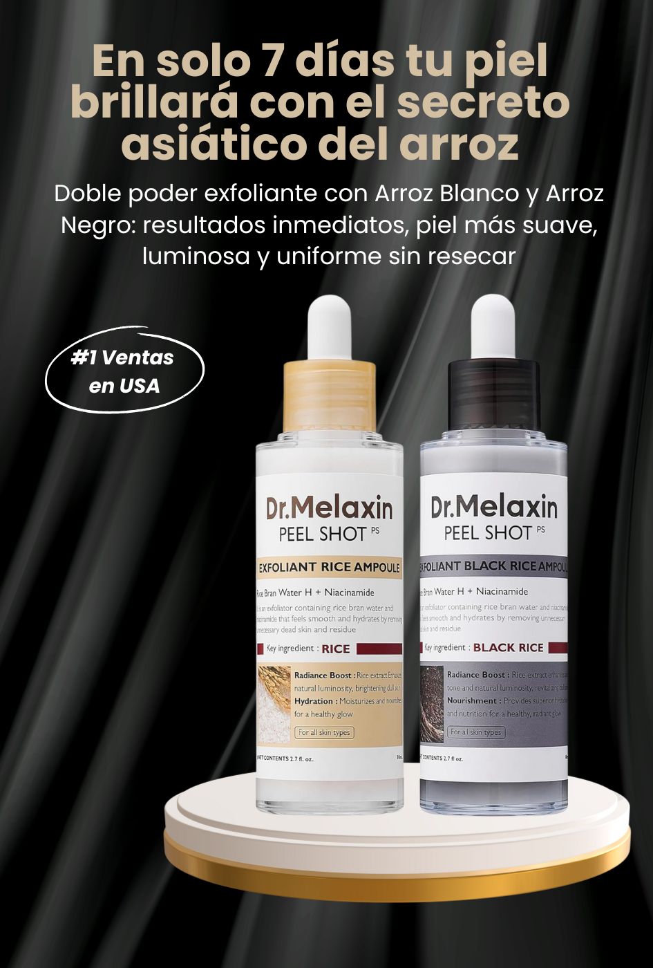 Peel Shot Glow - Ampolla de arroz blanco y negro