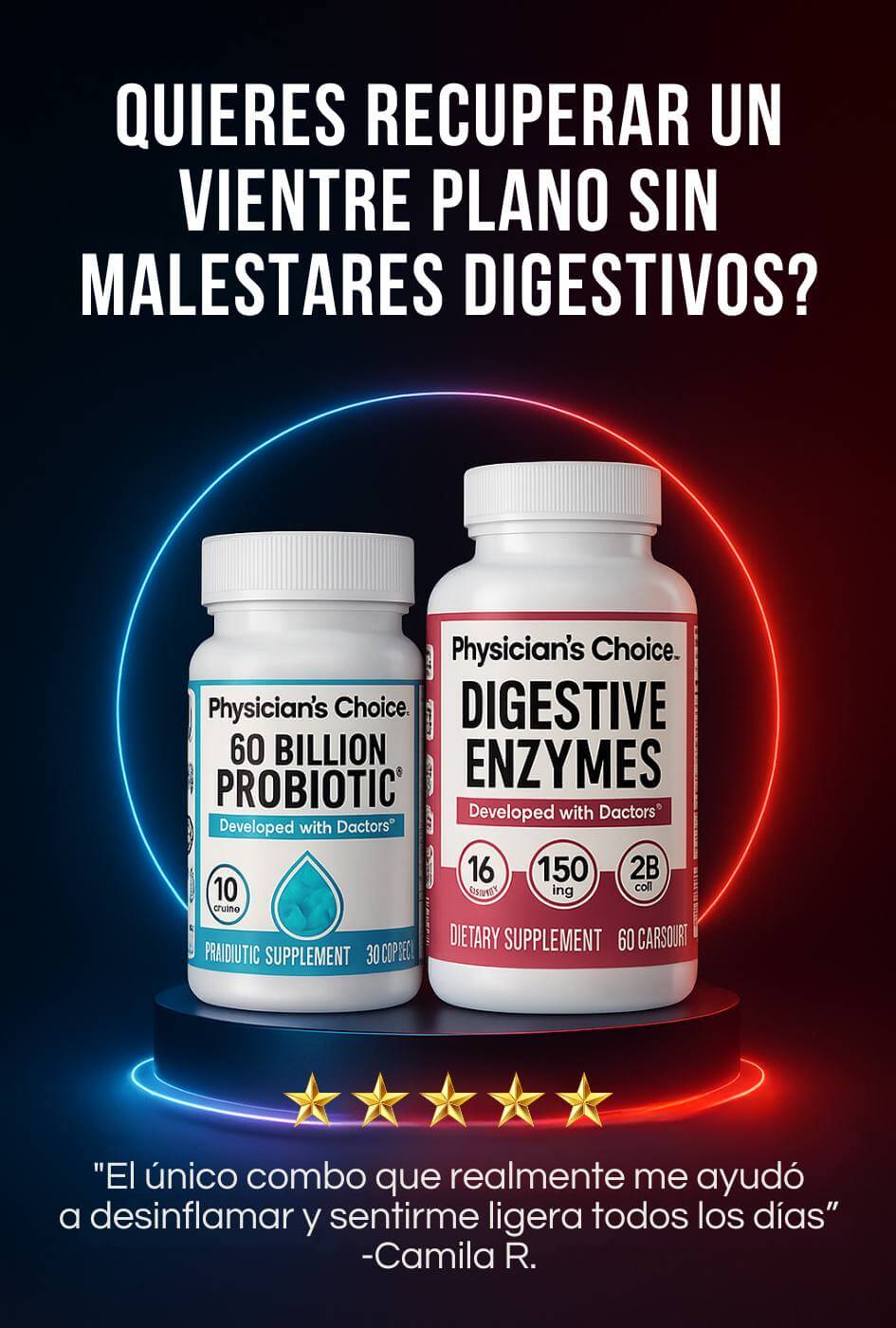 Physician's CHOICE: Paquete avanzado de salud intestinal: 60 mil millones de probióticos 30 unidades + enzimas digestivas 60 unidades para la salud digestiva